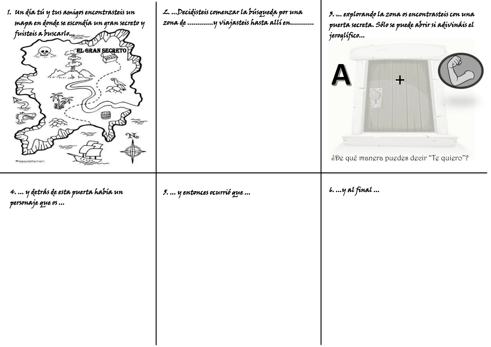 crea tu propio cuento con una plantilla de 6 viñetas